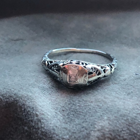 14k white gold filigree ring - Picture 3 of 15